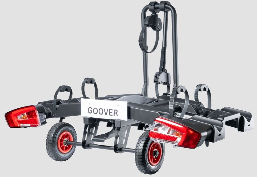 Goover's lift-free e-bike rack is designed to let riders load a bike without lifting it onto a traditional carrier.