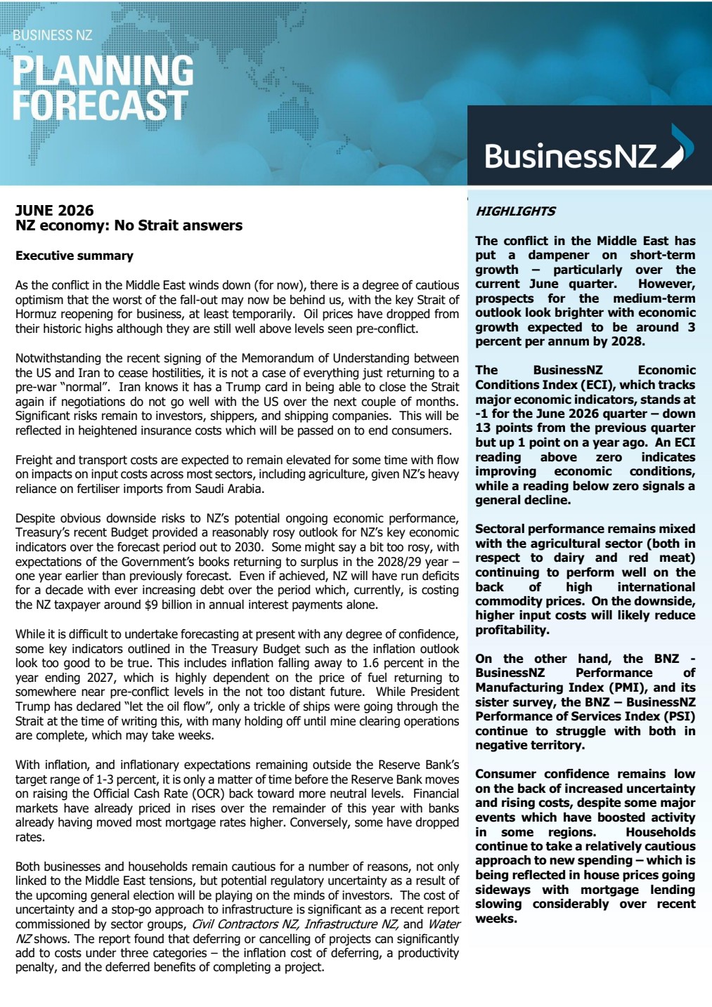 BusinessNZ June Forecast Says Exports Are Carrying A Cautious Recovery