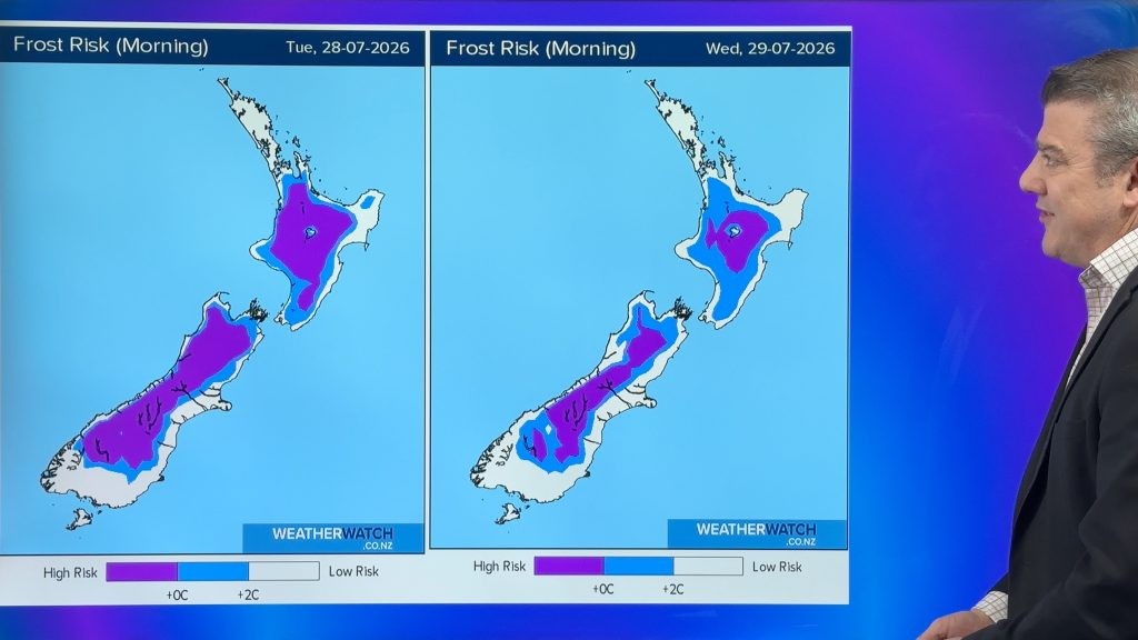WeatherWatch's late-July outlook points to frosts, high pressure and another rain change later in the week.